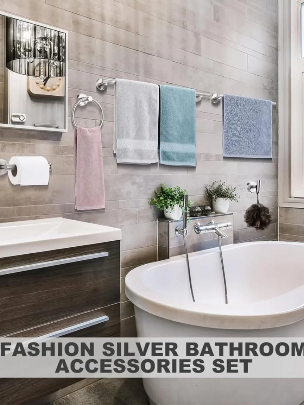 30-Piece Brushed Nickel Bathroom Hardware Set Towel Bar Toilet Paper Holder Hook